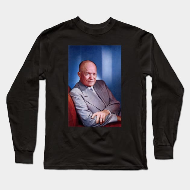 1955 President Dwight D Eisenhower Long Sleeve T-Shirt by historicimage